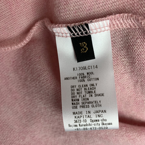 KAPITAL Rose Pink  Knitted Wool Button Up Size L Long Sleeve Shirt