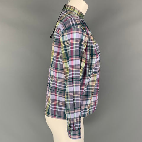 LE MONT ST.MICHEL Size 2 Purple Green Cotton Viscose Madras Casual Top
