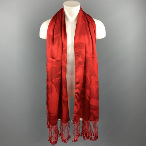 Bufanda larga de seda roja con estampado de humo de GUCCI by TOM FORD