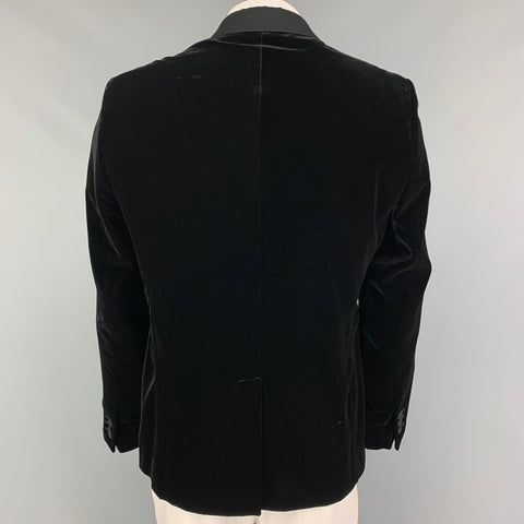 EMPORIO ARMANI Size 44 Black Velvet Peak Lapel Sport Coat