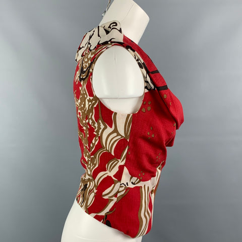 VIVIENNE WESTWOOD RED LABEL Size 6 Red & Black Abstract Wool Blouse