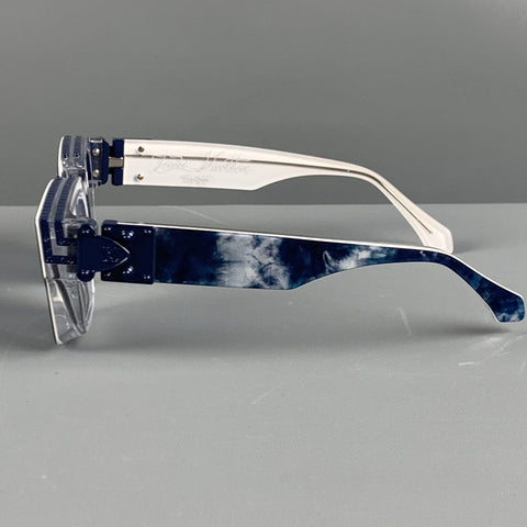 LOUIS VUITTON Blue White Marbled Acetate Sunglasses