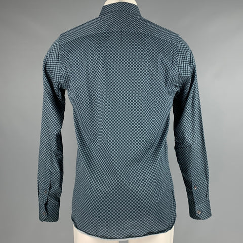 TED BAKER Size M Navy White Dots Cotton Elastane Long Sleeve Shirt
