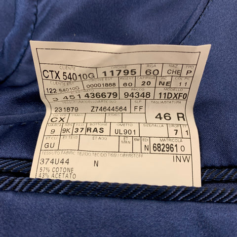 GUCCI Size 36 Regular Blue Cotton Acetate Notch Lapel Suit