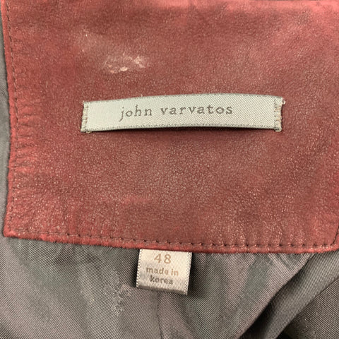 JOHN VARVATOS Size 38 Burgundy Suede Single breasted Jacket