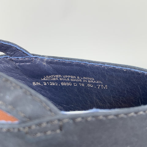 TORY BURCH Cuñas con tiras cruzadas de ante azul marino talla 7