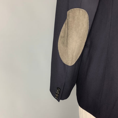 LANVIN Size 44 Regular Navy Wool Viscose Blend Sport Coat