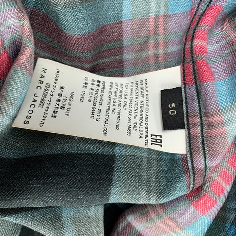 MARC JACOBS Taille M Chemise à manches longues boutonnée en viscose à carreaux noir et rouge