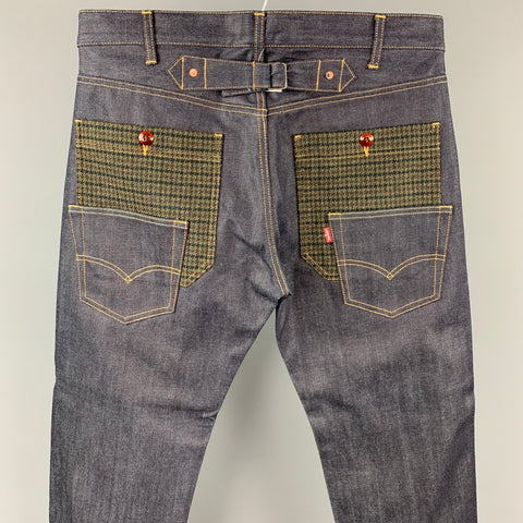 JUNYA WATANABE x LEVI'S Size L Indigo Patchwork Cotton Blend Large Pockets Jeans