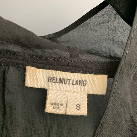 HELMUT LANG Size S Black Polyester V Neck Casual Top