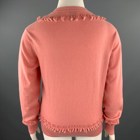 BARRIE Size XL Salmon Pink Knitted Cashmere Sweater