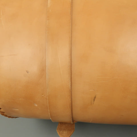 EUROPEAN NATURAL LEATHER BAGS Tan Leather Duffle Woven Trim Duffle Bag
