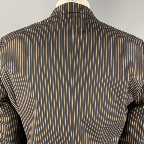JUST CAVALLI Size 38 Brown Stripe Cotton Blend Notch Lapel 32 28 Suit
