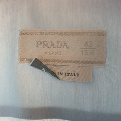 PRADA Size L Light Blue Cotton Blend Button Up Long Sleeve Shirt