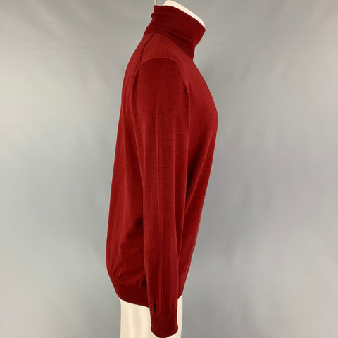 ERMENEGILDO ZEGNA Size M Burgundy Wool Turtleneck Sweater