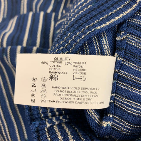 MISSONI SPORT Size M Blue White Stripe Cotton Viscose Buttoned Polo