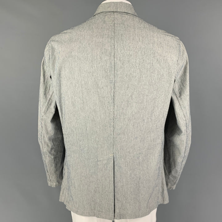 RRL by RALPH LAUREN Size XL White Navy Pinstripe Cotton Sport Coat