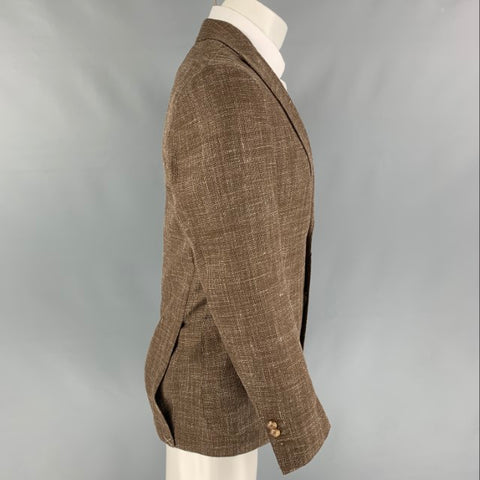 SUIT SUPPLY Talla 38 Abrigo deportivo de mezcla de lana tejida marrón y blanco