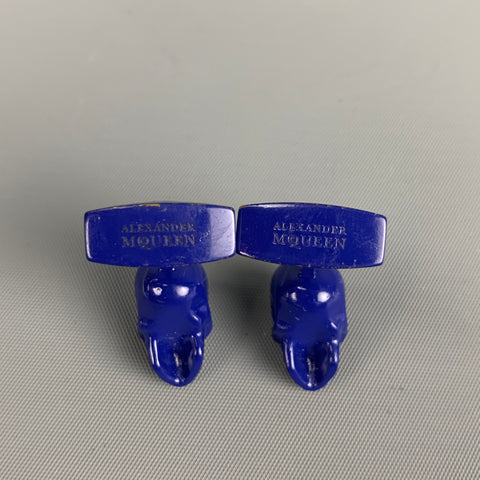 ALEXANDER MCQUEEN Blue Skull Cuff Links