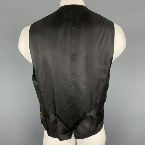 DOLCE &amp; GABBANA Taille 46 Gilet boutonné en soie imprimé oiseau noir