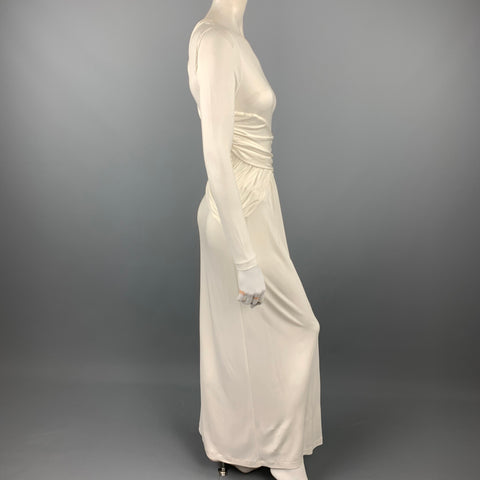 RACHEL ZOE Size 4 White Jersey Rayon Draped Dress