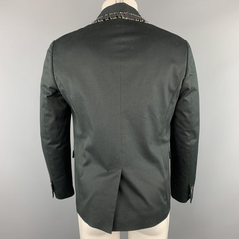 DSQUARED2 Taille 38 Noir Coton / Élasthanne Col châle Épingle de sécurité Manteau de sport