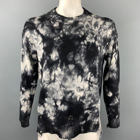 MIHARAYASUHIRO Size L Black & Grey Dyed Cotton Distressed Sweater