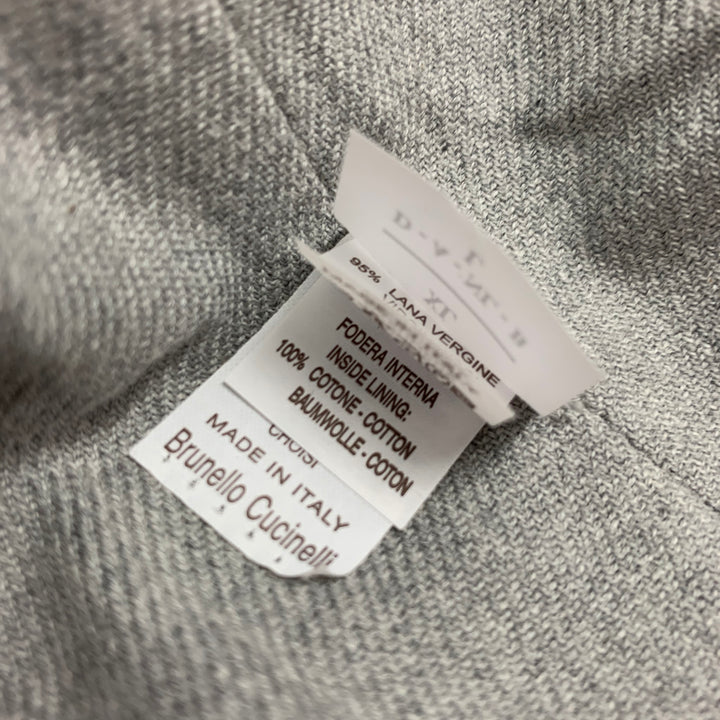 BRUNELLO CUCINELLI Size XL Grey Quilted Wool Cashmere Vest