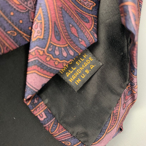 NEIMAN MARCUS Corbata de seda paisley azul marino morado