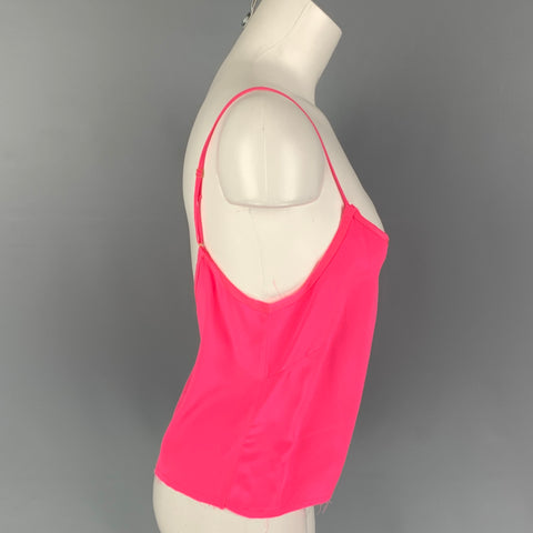 LOVESHACKFANCY Top de vestido lencero liso de seda rosa talla S
