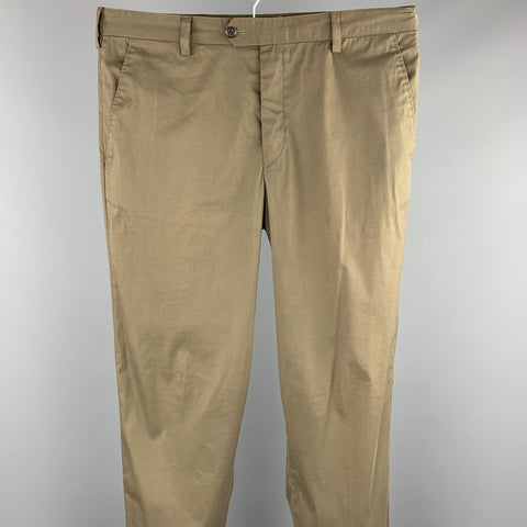 PRADA Size 34 Olive Cotton Blend Button Fly Casual Pants