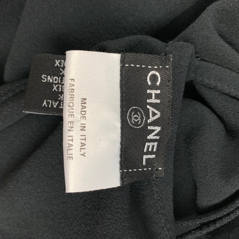 CHANEL Size 8 Black White Silk Body Suit Casual Top