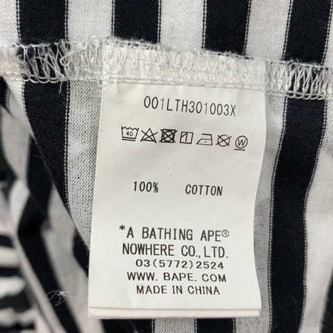 BAPE Size L Black White Camouflage Cotton Crew-Neck T-shirt