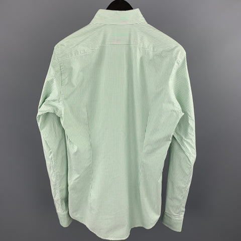 ETON Camisa de manga larga con botones de algodón a rayas verdes talla S