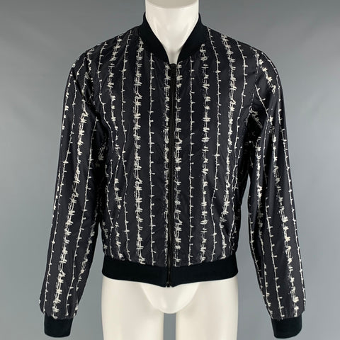 ALEXANDER MCQUEEN  Size 36 Black White Print Polyamide Jacket