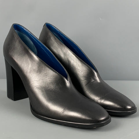 CELINE Size 7.5 Black Leather Chunky heel Boots