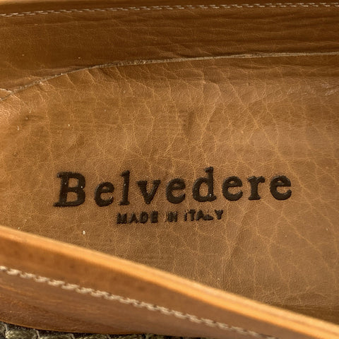 BELVEDERE Size 9 Brown Contrast Stitch Leather Cap Toe Loafers