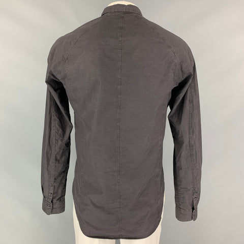THE VIRIDI-ANNE Size 44 Black Cotton Hidden Buttons Long Sleeve Shirt