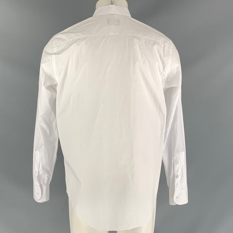 GIORGIO ARMANI Camisa de manga larga con broches de algodón liso blanco talla M