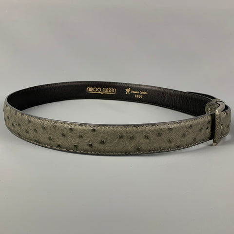 KAROO CLASSICS Size 38 Grey Ostrich Leather Belt
