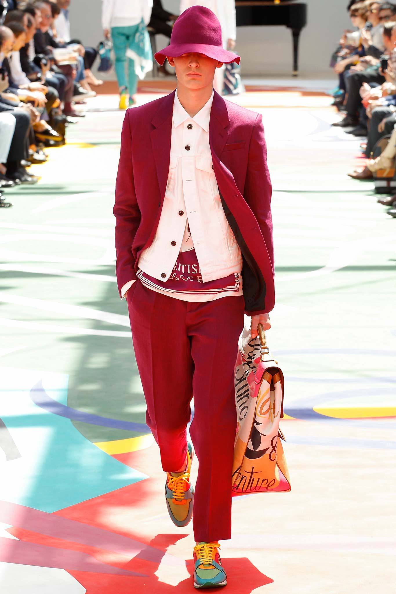 BURBERRY PRORSUM Spring 2015 Pebble Grain Graphic Multi-Color Bag