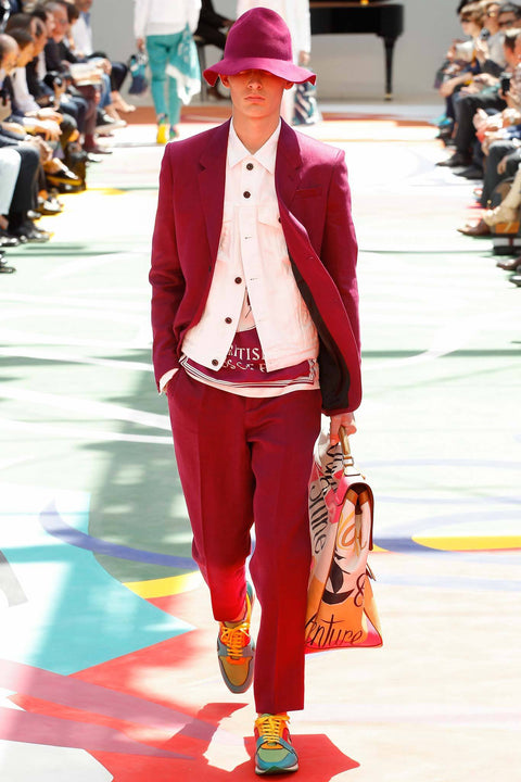 BURBERRY PRORSUM Spring 2015 Pebble Grain Graphic Multi-Color Bag