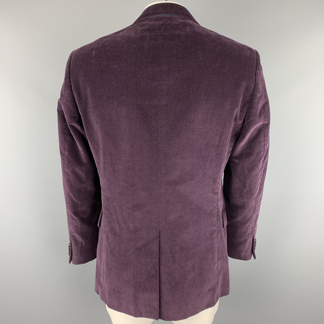 VALENTINO Taille 40 Manteau de sport à revers cranté en velours côtelé texturé violet