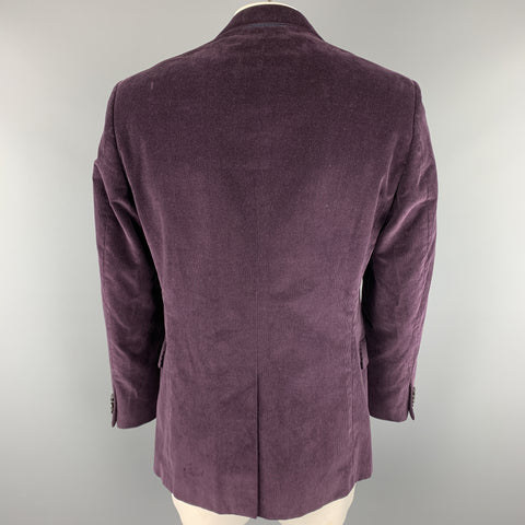 VALENTINO Size 40 Purple Textured Corduroy Notch Lapel Sport Coat