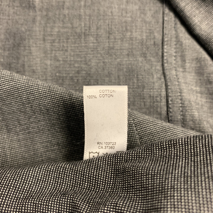 EMPORIO ARMANI Camisa de manga larga con botones de algodón gris oscuro con cuadrícula talla M