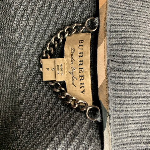 BURBERRY LONDON Olona Size S Grey & Charcoal Merino Wool Cardigan