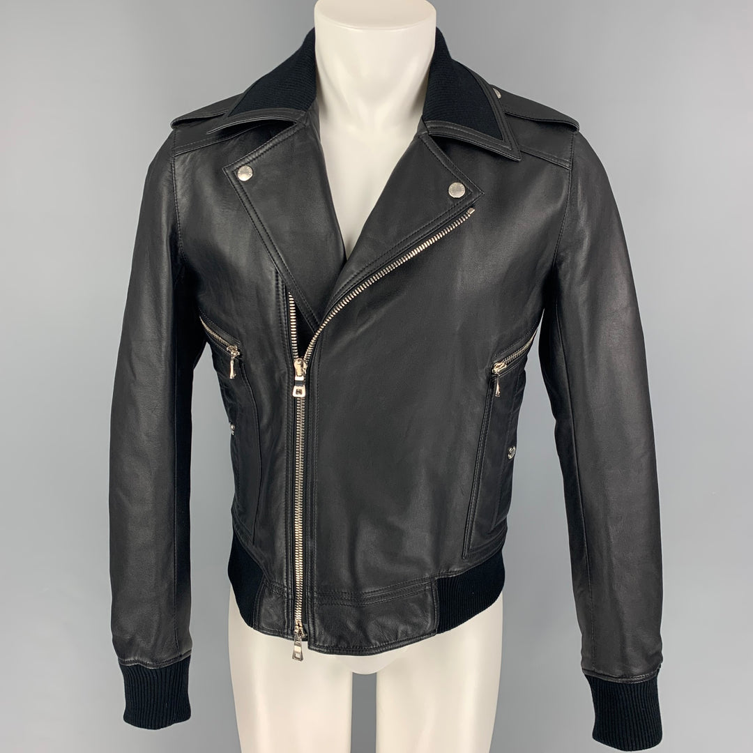 BALMAIN By Olivier Rousteing Size 38 Black Leather Motorcycle Jacket