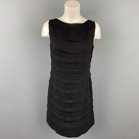 DEBORAH HAMPTON Talla 8 Vestido de cóctel recto de seda y viscosa crepé negro