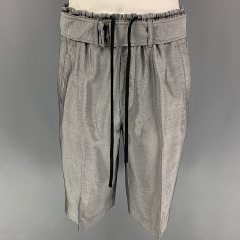 3.1 PHILLIP LIM Size 31 Silver Viscose Blend Belted Shorts