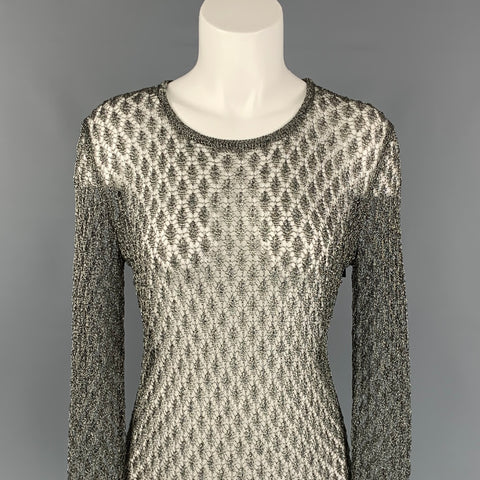 TABULA RASA Size S Gunmetal Knitted Rayon / Metallic Crew-Neck Pullover